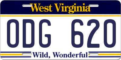 WV license plate ODG620