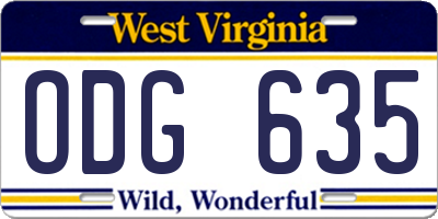 WV license plate ODG635