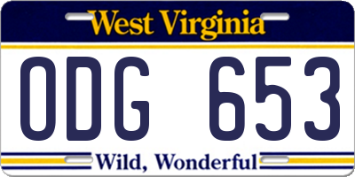 WV license plate ODG653