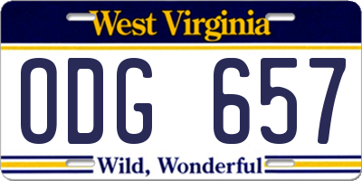 WV license plate ODG657