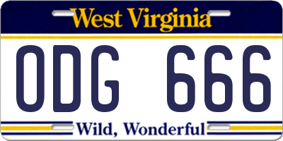 WV license plate ODG666