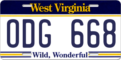 WV license plate ODG668
