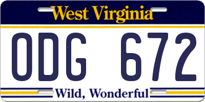 WV license plate ODG672