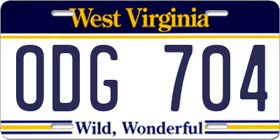 WV license plate ODG704