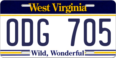 WV license plate ODG705