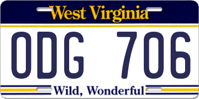 WV license plate ODG706