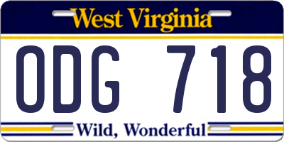 WV license plate ODG718