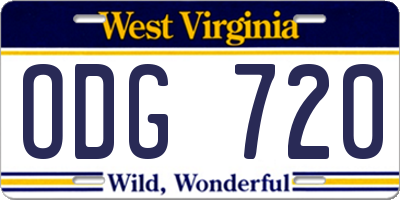 WV license plate ODG720