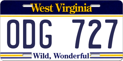 WV license plate ODG727