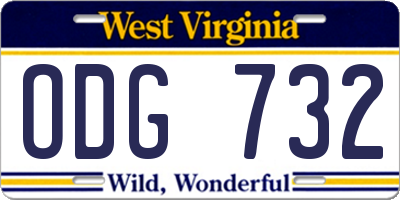 WV license plate ODG732