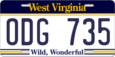 WV license plate ODG735