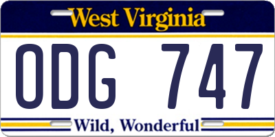 WV license plate ODG747