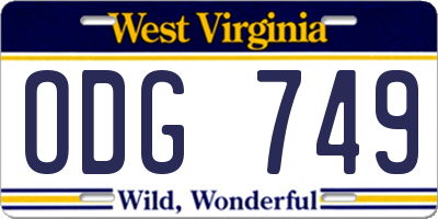 WV license plate ODG749