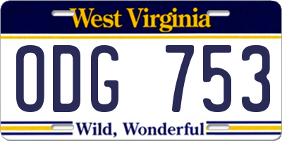 WV license plate ODG753