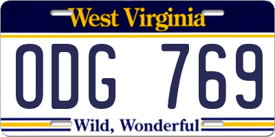 WV license plate ODG769