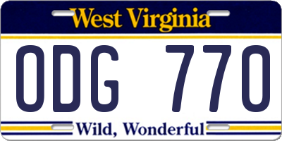 WV license plate ODG770