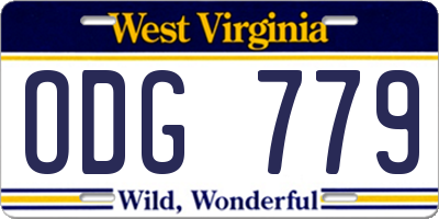 WV license plate ODG779