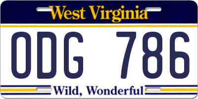 WV license plate ODG786