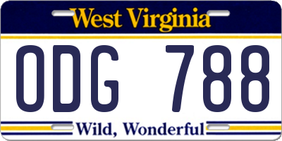 WV license plate ODG788