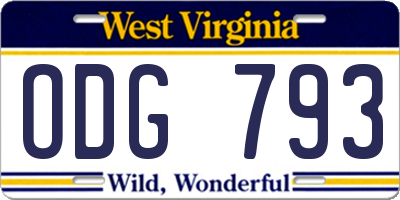 WV license plate ODG793