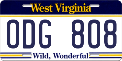 WV license plate ODG808