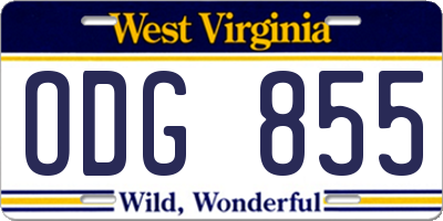 WV license plate ODG855