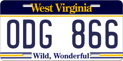 WV license plate ODG866