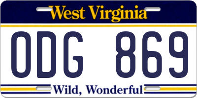 WV license plate ODG869