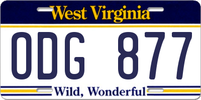 WV license plate ODG877