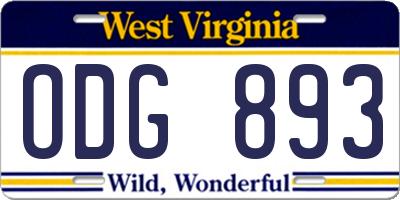 WV license plate ODG893