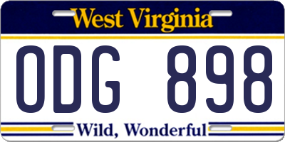 WV license plate ODG898