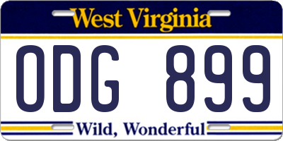 WV license plate ODG899