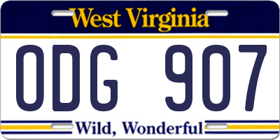 WV license plate ODG907