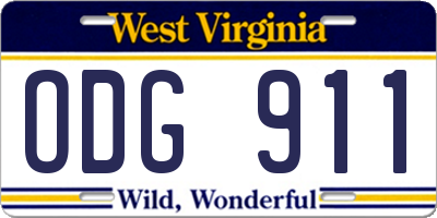 WV license plate ODG911