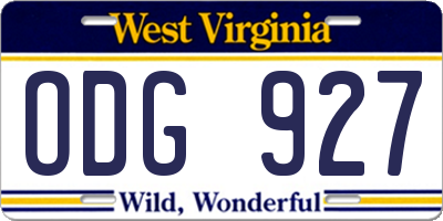 WV license plate ODG927