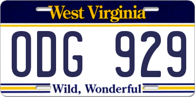 WV license plate ODG929