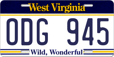 WV license plate ODG945