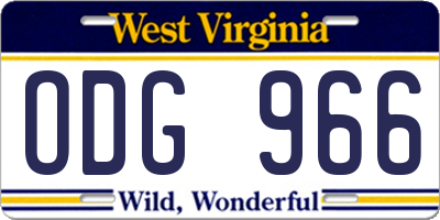 WV license plate ODG966