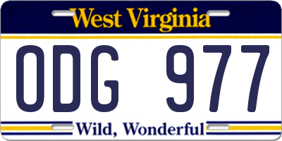 WV license plate ODG977