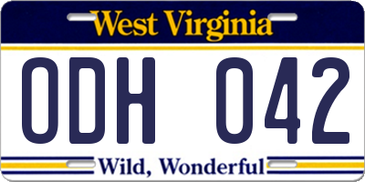 WV license plate ODH042