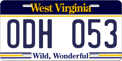 WV license plate ODH053