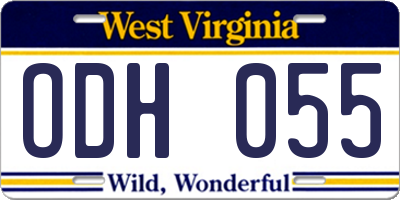 WV license plate ODH055