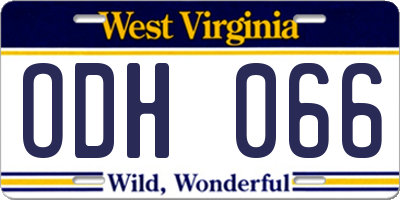 WV license plate ODH066