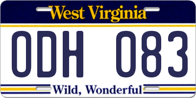 WV license plate ODH083