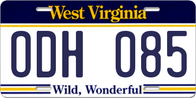 WV license plate ODH085