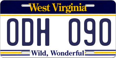 WV license plate ODH090