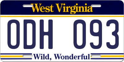 WV license plate ODH093