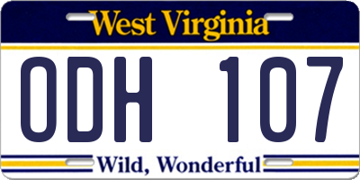 WV license plate ODH107