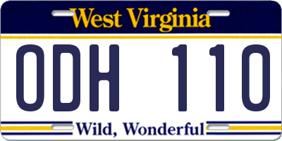 WV license plate ODH110
