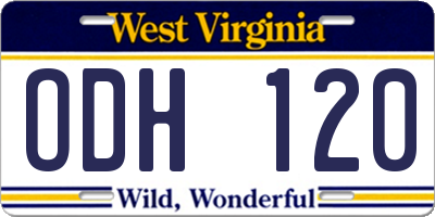 WV license plate ODH120